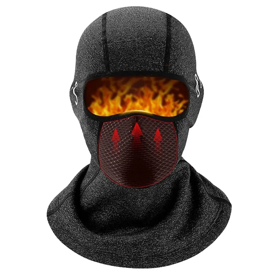 GOBYGO Cycling Balaclava Men Windproof Plush Mask Skiing Running Headcover Motorcycle Riding Bike Headwear With Eyeglass Hole