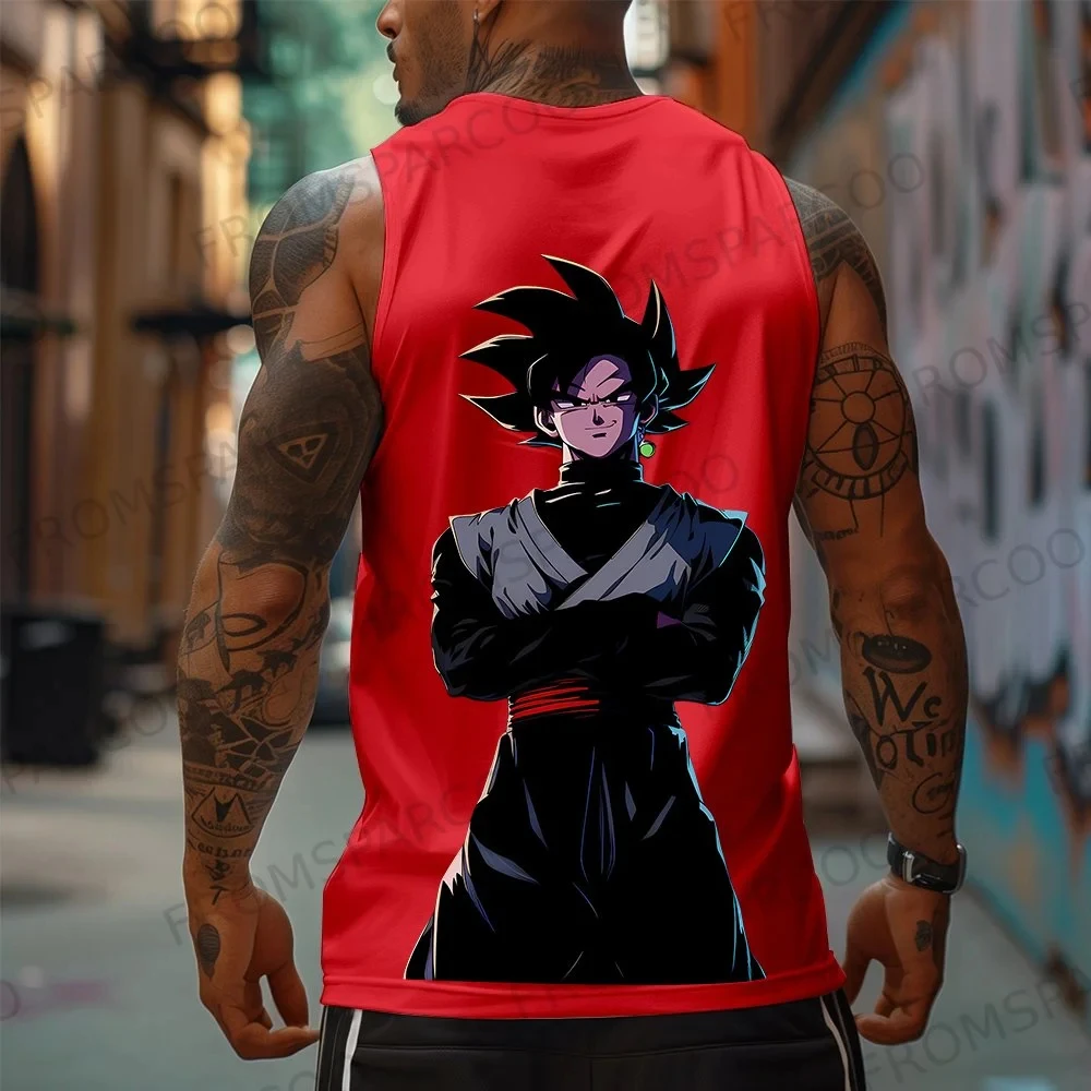 Koszulka bez rękawów z nadrukiem Dragon Ball Anime Goku 2025, męska, sportowa, luźna, letnia, modna, z czystej bawełny.