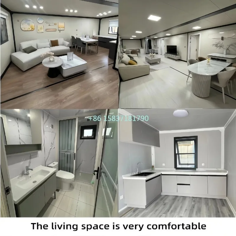 China Container House Luxury 40ft 20ft Movable Foldable Expandable Prefab Container House Sandwich Panel Office Container Home