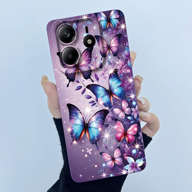 샤오미 레드미 노트 14 5G 폰 케이스, 노트14 5G 푼다 나비 꽃 소프트 실리콘 백 커버 (레드미 노트 14 5G 용)