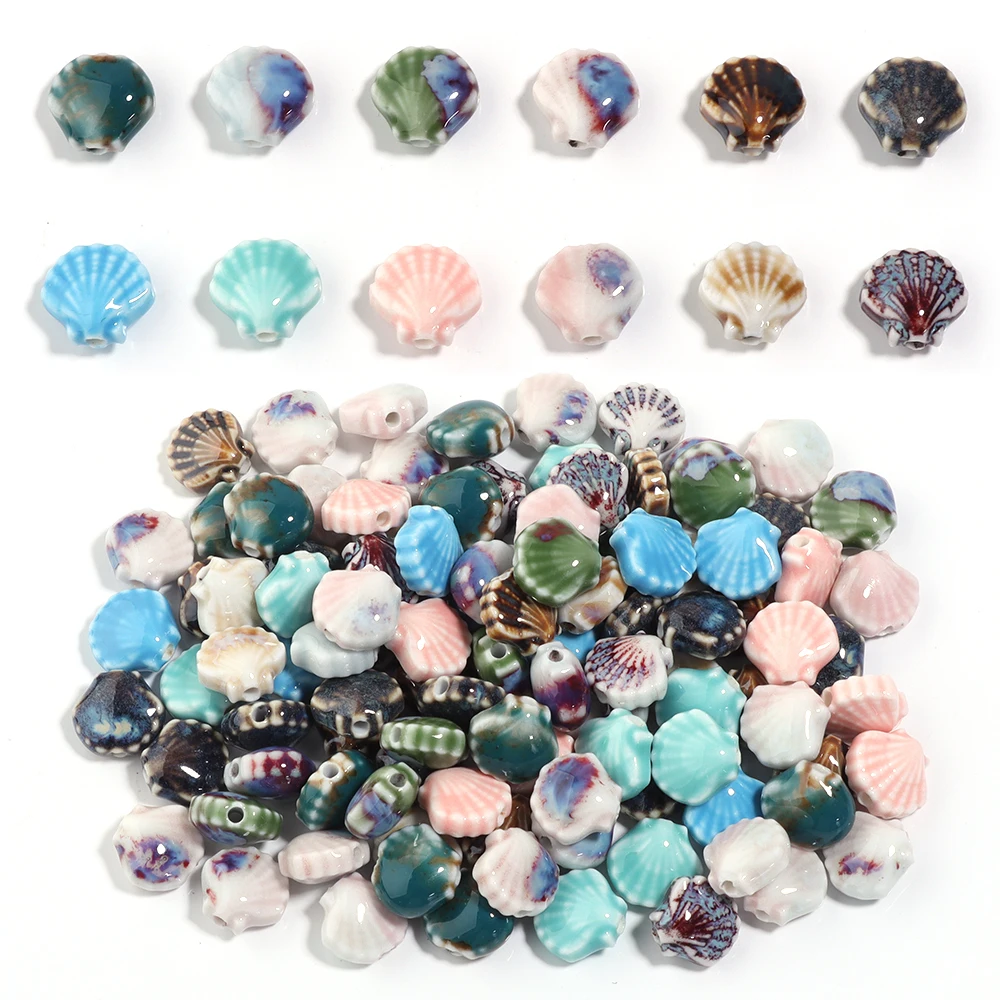 5pcs/lot Colorful Shell Ceramic Beads Loose Beads Spcaer Beads For Handmade Diy Jewelry Making Earring  Ring Gifts Accessories