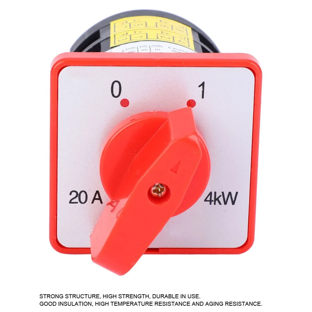 380V 20A 4KW Changeover Selector Rotate 3-Position 6 Terminals Control Switch Heavy Duty Combination Changeover Switch