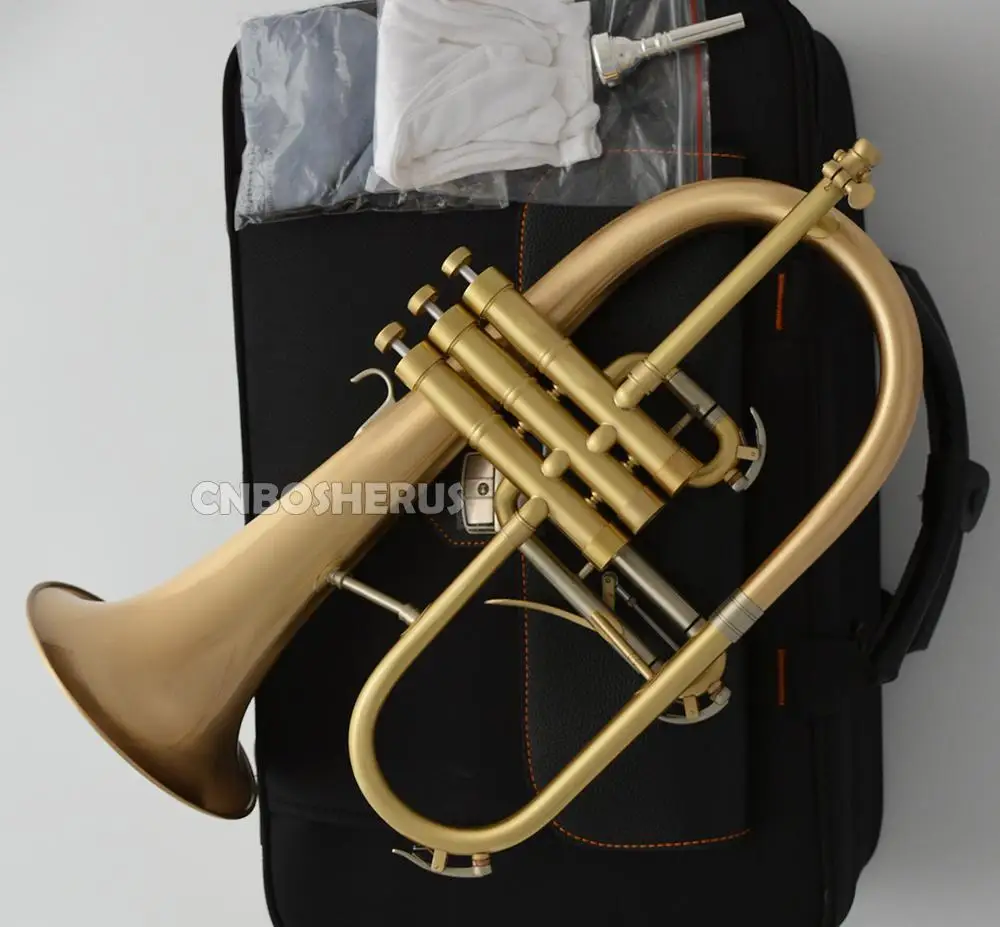 

NEW Brushed Gold Brass Flugelhorn Trigger FLUGEL 6-1/4'' Bell