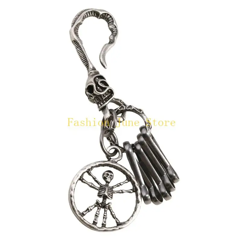N5KA Cool Alloy Skull Ring Backpack Ornament For Men Women With Sturdy Alloy Build And Fashionable Appearance