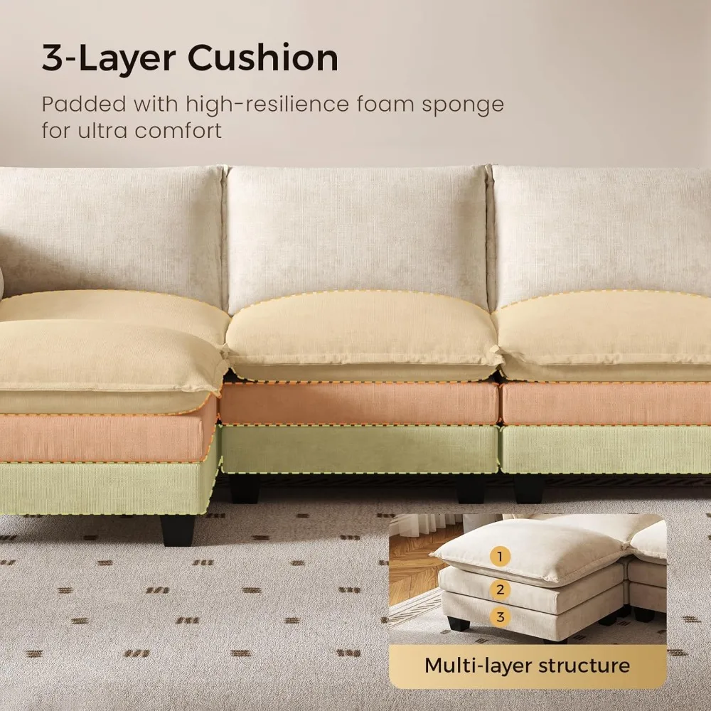 أريكة حديثة بمقعدين من الشنيل مع مسند لغرفة المعيشة والشقق #4