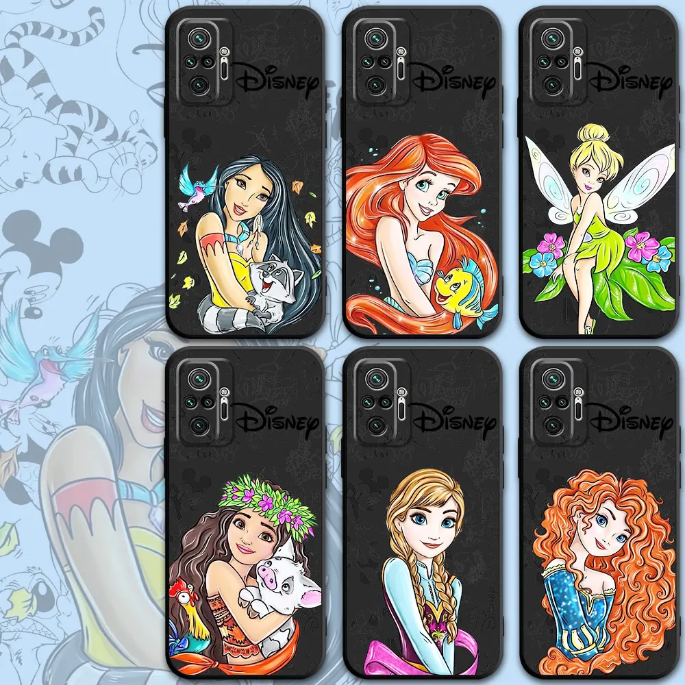 Disney Princess Funda For Xiaomi Redmi Note 11 10 13 Pro Plus 12 9S 9 12C 8 12S 10C 9C 7 13C Black Soft Shell Phone Cover Bumper