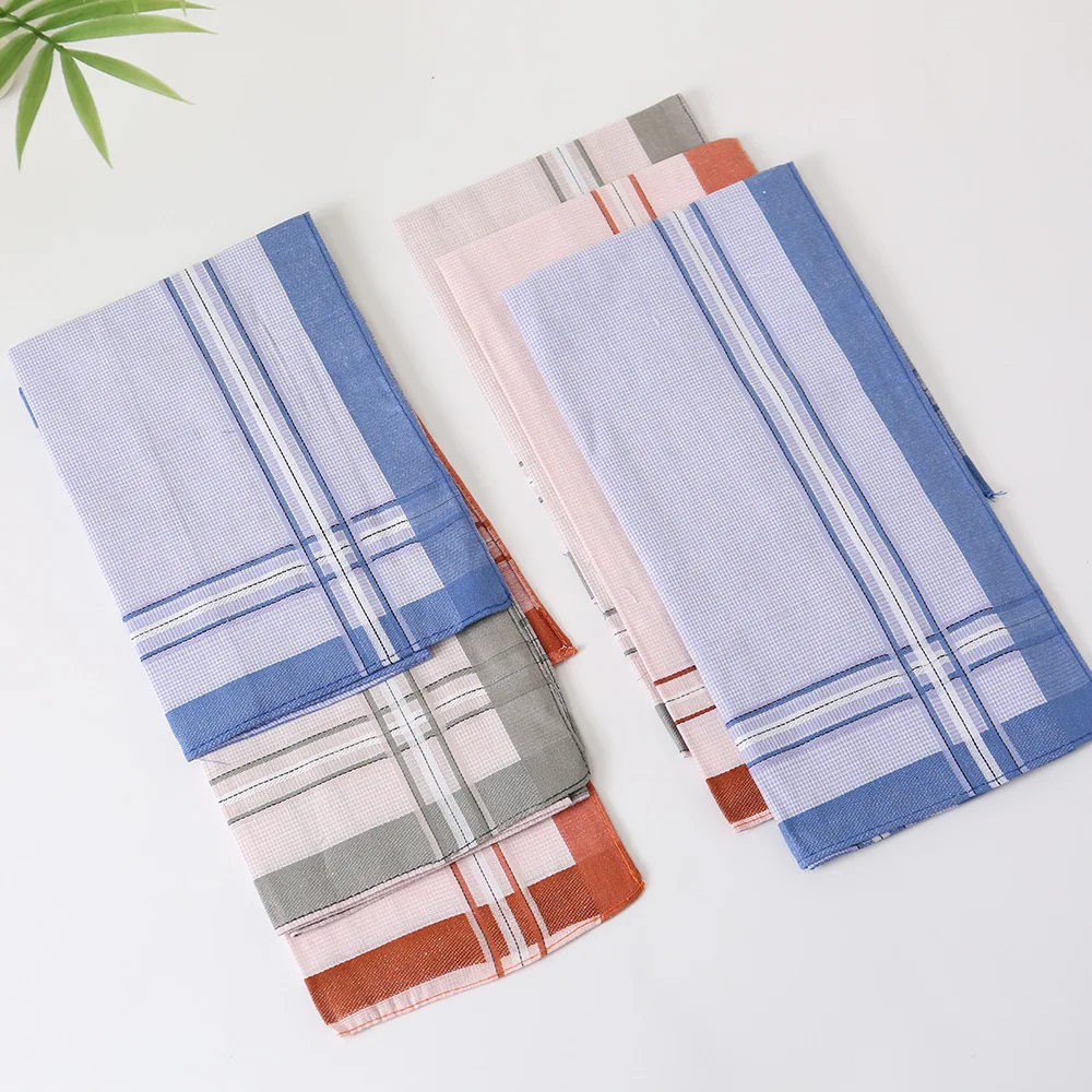 3 szt. Nowy męski chusteczka bawełniana w kratę, w paski, w stylu retro, ręcznik do potu, bawełna 43*43 cm