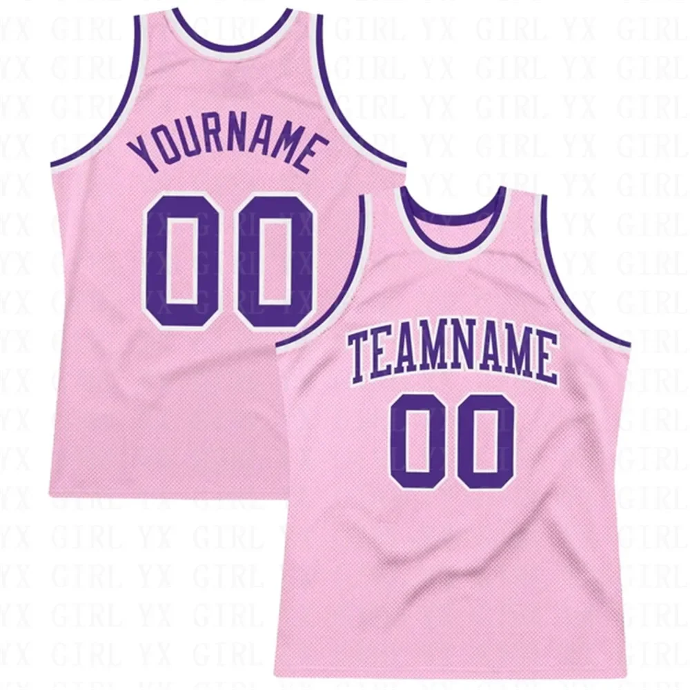 Custom Light Pink Royal-White Authentic Throwback Basketball Jersey Tank Tops for Men Jersey Personlized Sew Team Unisex Top