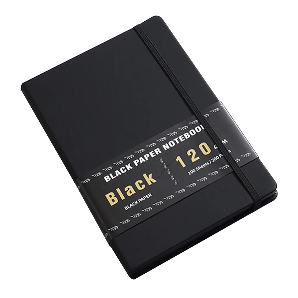 Imagem -03 - Caderno de Papel Preto em Branco a5 Cadernos sem Forro Página Diário Memorando para Trabalho Tinta Branca Sketchbook Viagem