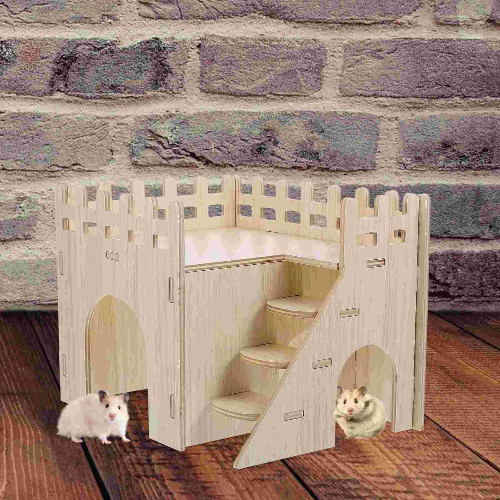 

Hamster Sleeping Room Guinea Pig Maze Wooden House Cage Hideout Small Animal Living Hut