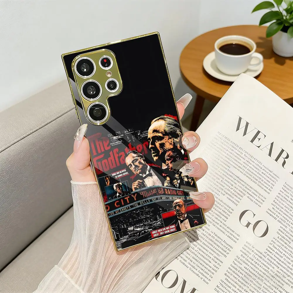 Movie The G-Godfather Phone Case Luxury Electroplated Metal Frame Case For Samsung Galaxy S25 S24 S23 Ultra