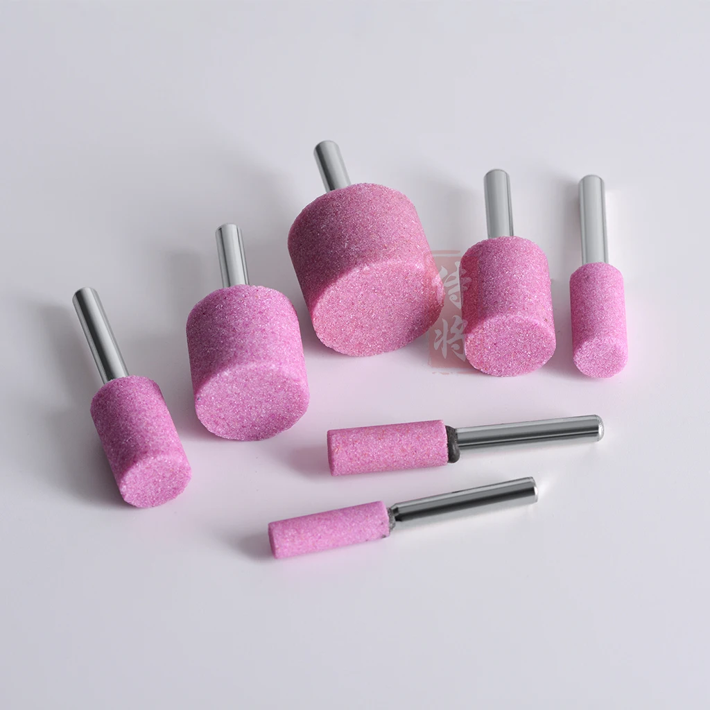 1pcs 6mm Shank Red Corundum Conical Cylindrical Bullet Head Grinding Head For Polishing Rust Removal Mini Brush For Dremel Drill