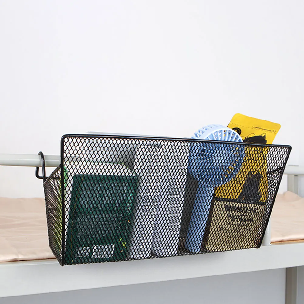 

2Pcs Bedside Hanging Basket Dormitory Storage Organizer Iron Material Space Saving Sundries Holder Home Storage Solutions