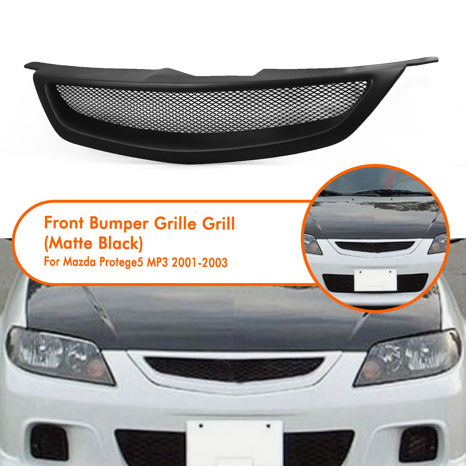 

For Mazda Protege5 MP3 2001-2003 Front Grille Racing Grill Real Carbon Fiber/Fiberglass Upper Bumper Hood Mesh Grid