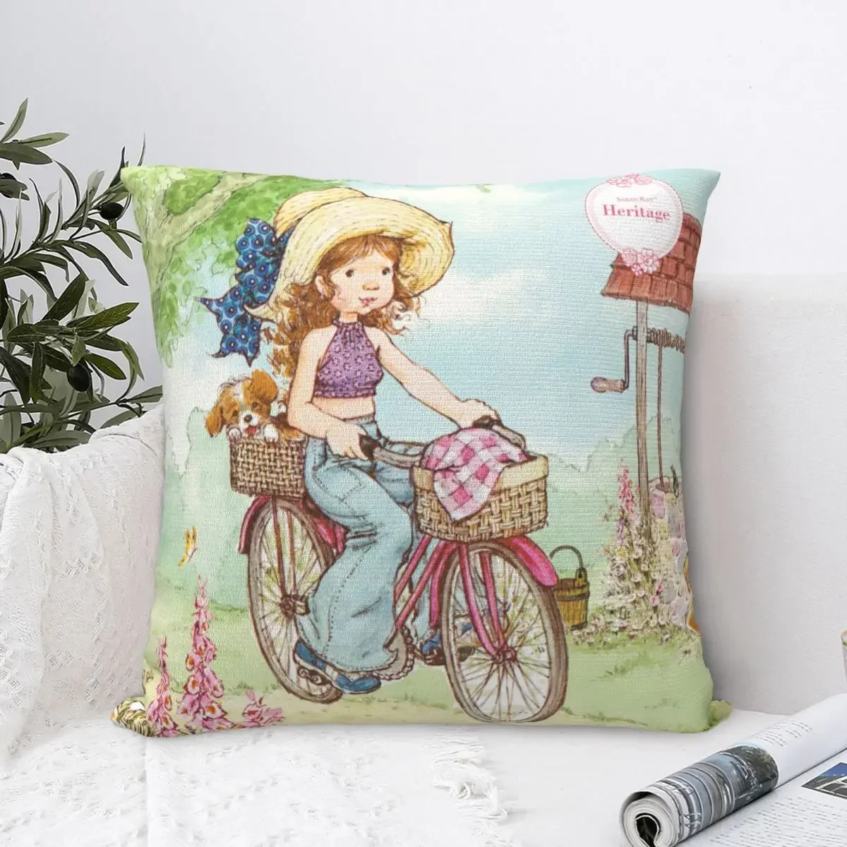 Cute Sarah Kay Girl Pillowcase Accessories Printing Fabric Cushion Cover Decoration Cartoon Country Life Pillow Cover Multi-Size