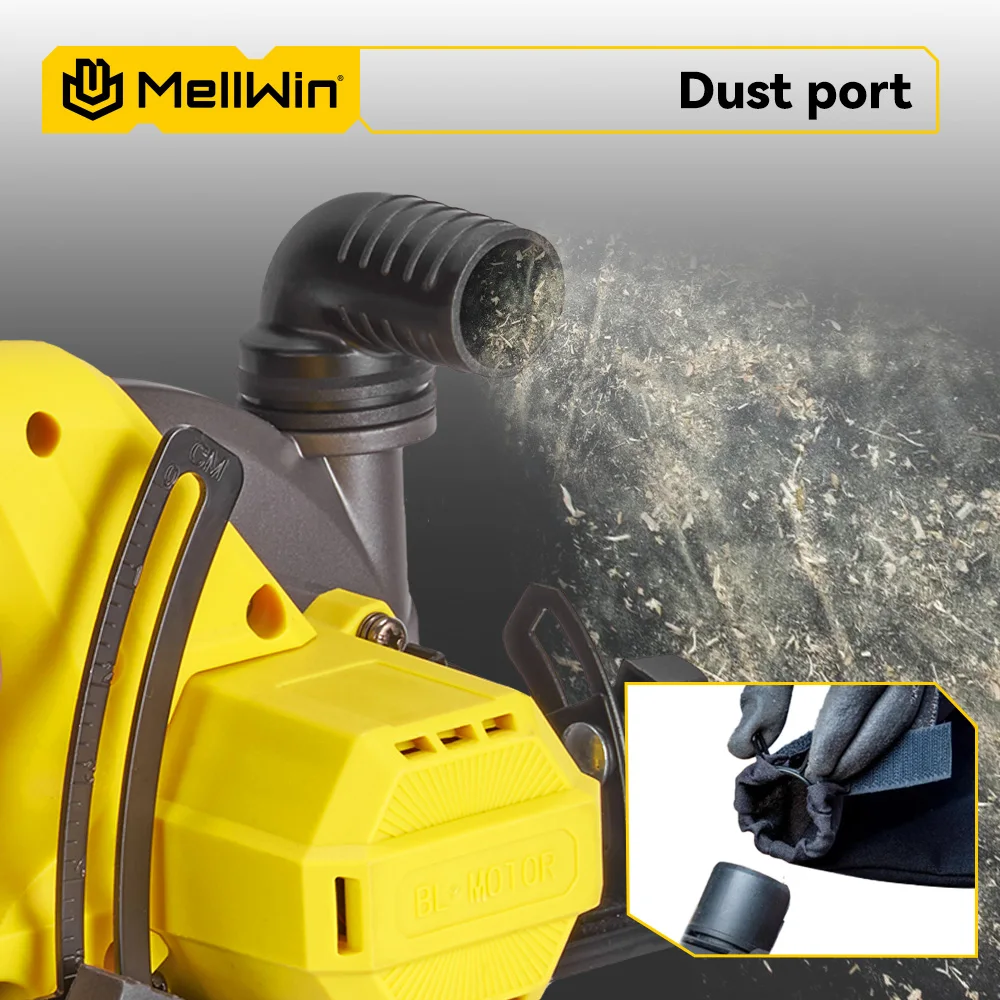 MELLWIN 6 Zoll bürstenlose Kreissäge 7200r Akku-Multifunktions-Elektrosägen Elektrowerkzeug für Makita 18 V Akku-Pin – Detail 8