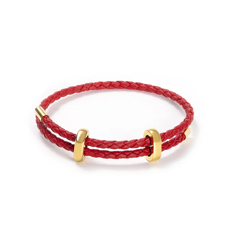 2sets Stainless Steel 8-shaped Leather Rope Bracelet With Adjustable Two-way Buckle Connector for DIY Jewelry Making