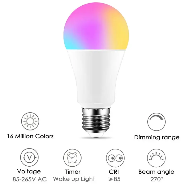 MARPOU 1/3/4/5/6/10 PCS Tuya Bluetooth 9W Smart Bulb Led Lamp E27 RGB Smart Light Bulbs 220V Smart Lamps For Home Bedroom Room D