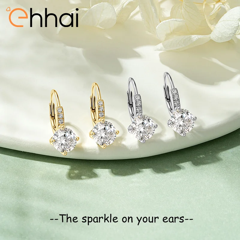 

Сертифицированные Ehhai GRA 6,5 мм круглые серьги-кольца с муассанитом для женщин, серьги из стерлингового серебра 925 пробы, ювелирные изделия, подарки Pendientes