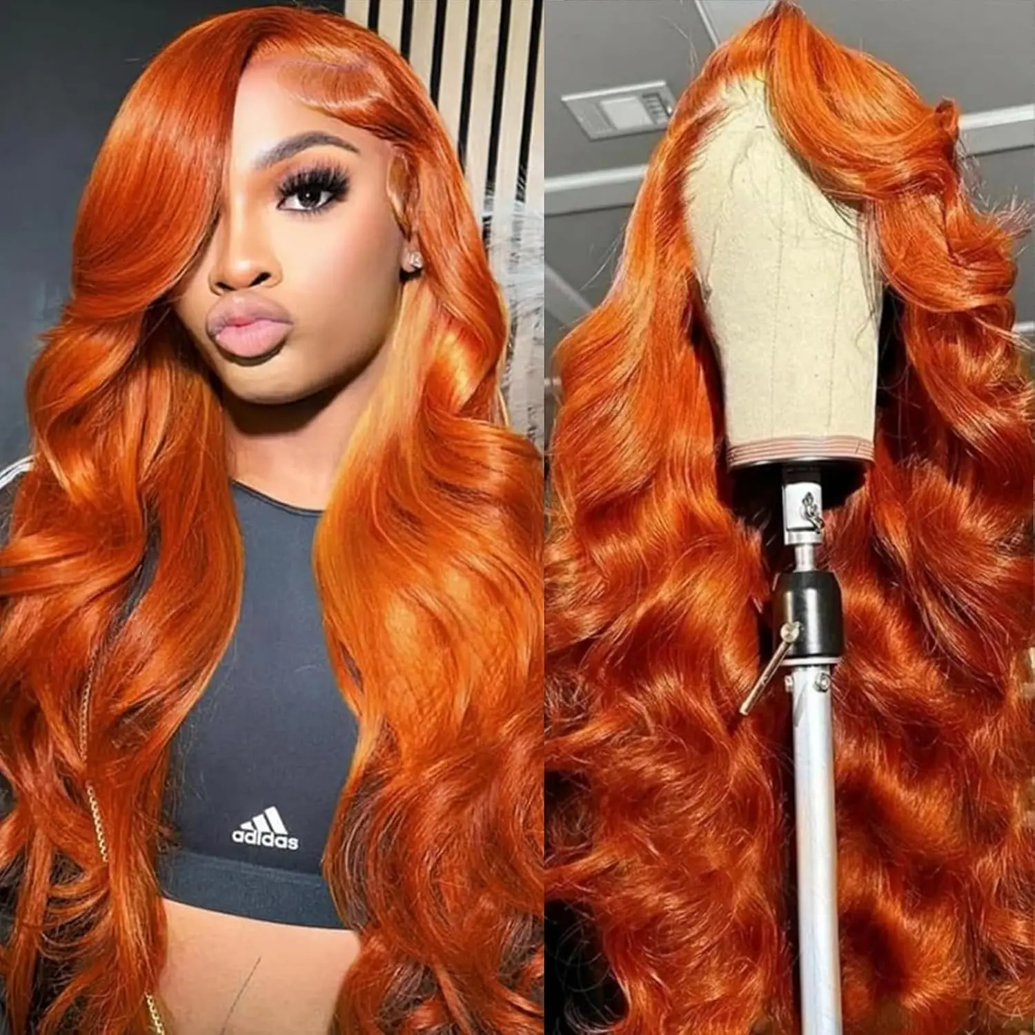

Рыжий оранжевый парик с объемной волной, кружевной передний парик 13x4 HD, прозрачный бесклеевой кружевной фронтальный парик, предварительно сорванные парики с объемной волной для чернокожих женщин
