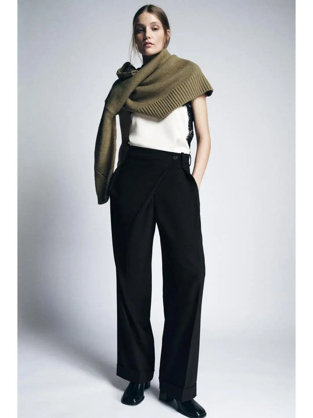 Casual commuter sle assimétrico cintura calças versátil meados de cintura solta ajuste senhoras faion outono inverno nova chegada