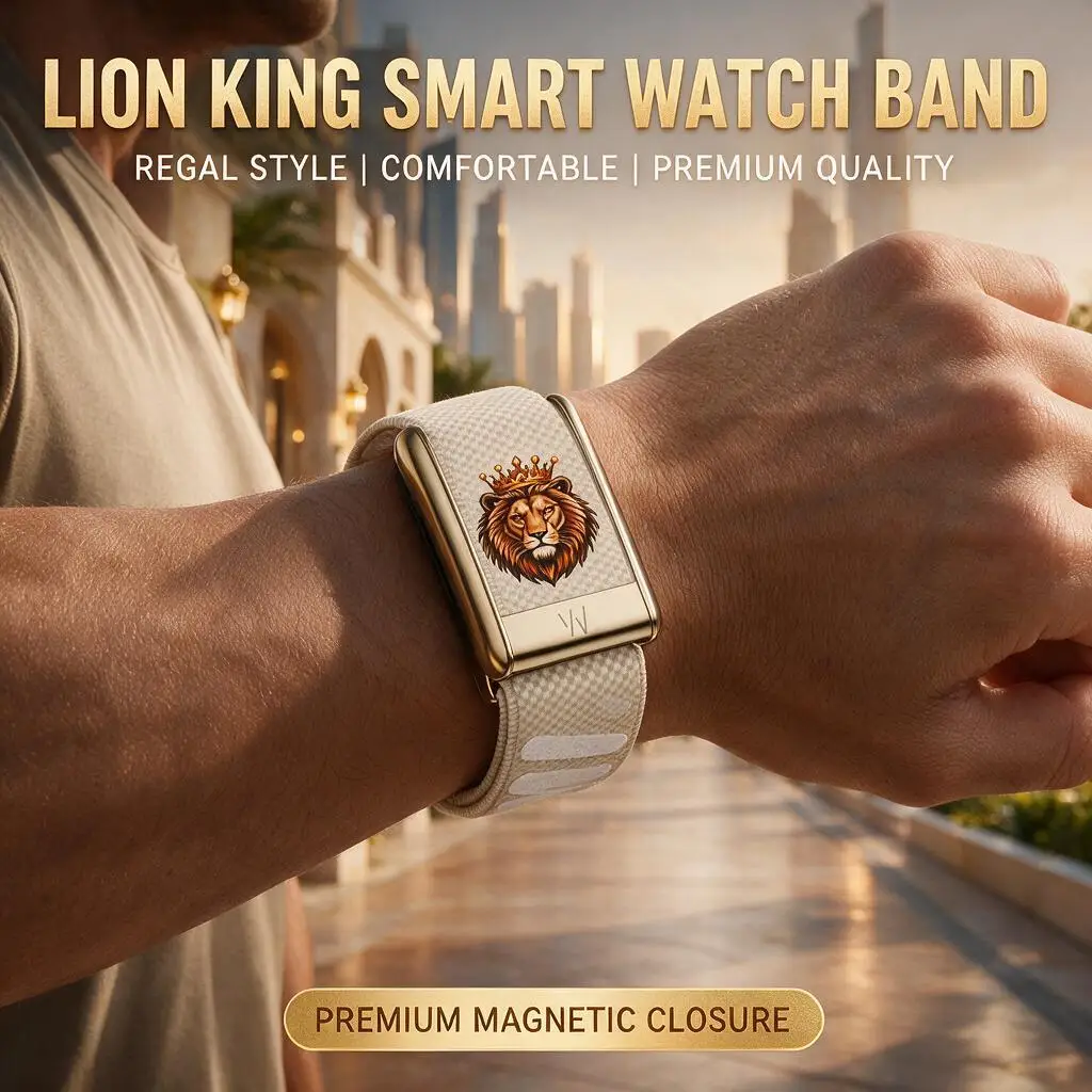 Majestic Lion Graphic Nylon Woven Strap For WHOOP 5.0 MG Wild Animal Style Sport Replacement Wristband Fashion Band