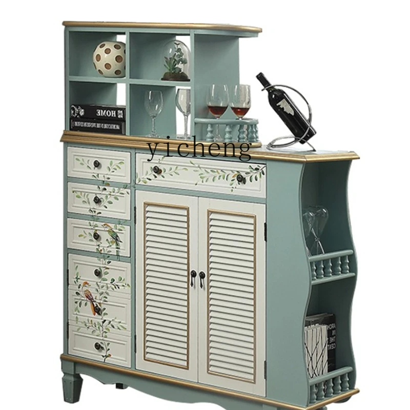Living Room Multi-Function Screen Locker Porch Cabinet Mediterranean Shutter Door Shoe Cabinet