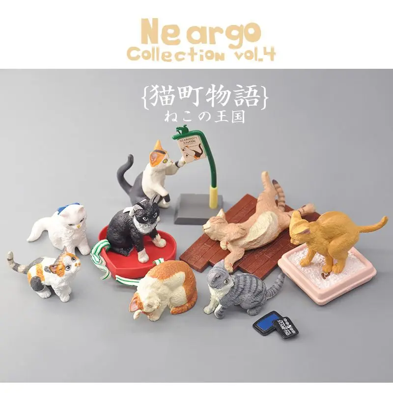 

Simulation Animal Kawaii Cat Scene Blind Box Toys Realistic Miniature Static Figurine Desktop Ornament Anime Peripheral Gifts