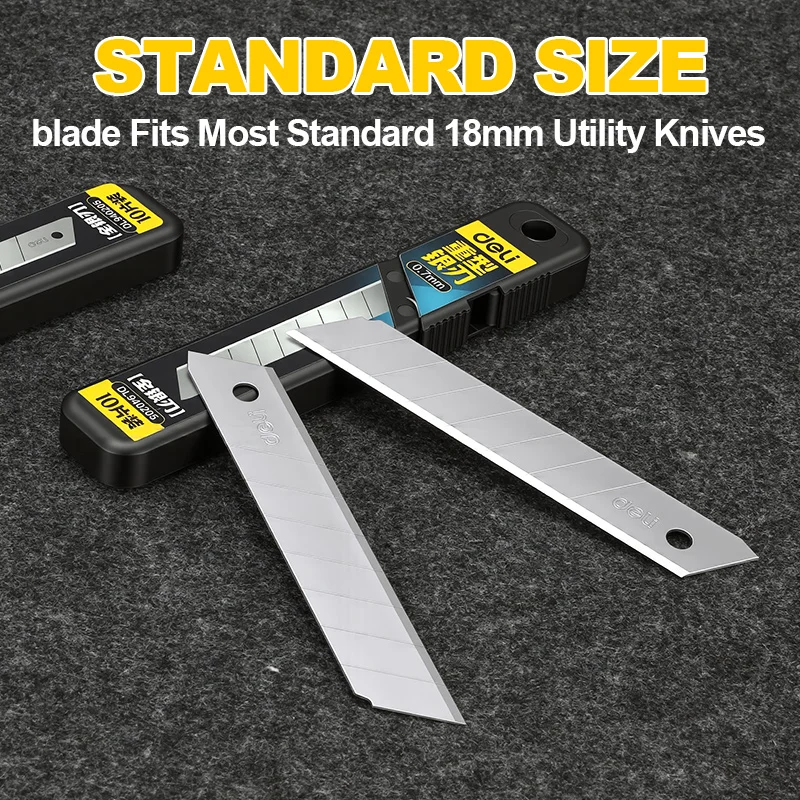 Cuchillas de repuesto para cuchillo multiusos DELI de 18 mm, fabricadas en acero aleado, 0,7 mm de grosor, 60 unidades. ° Cuchillas Desprendibles para Cuchillo de Caja, Manualidades DIY