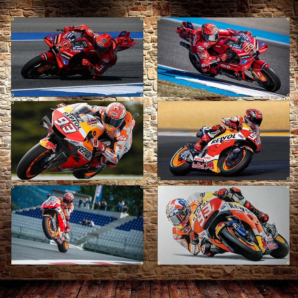 60x90CM 90X150CM Motorcycle Racing Flag Poster Banner Polyester 93 Motorcycle Banner For Room Decor For Moto Enthusiasts