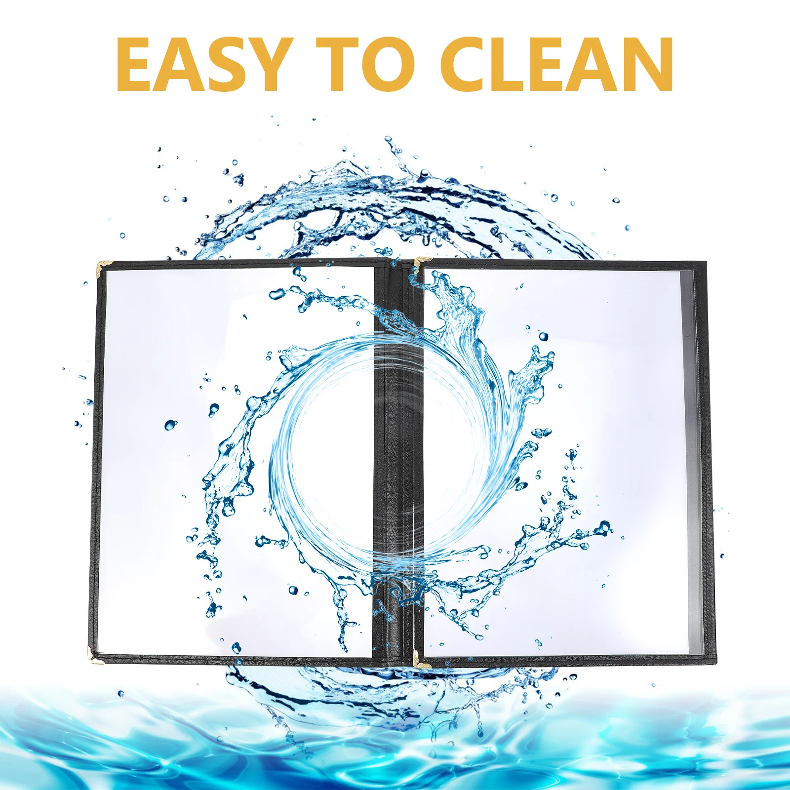 1 قطعة A4 مجلد أسود بولي كلوريد الفينيل غطاء القائمة للطي مقاوم للماء لمطعم فندق مقهى بار القائمة لوازم غطاء ملف الكتاب #1