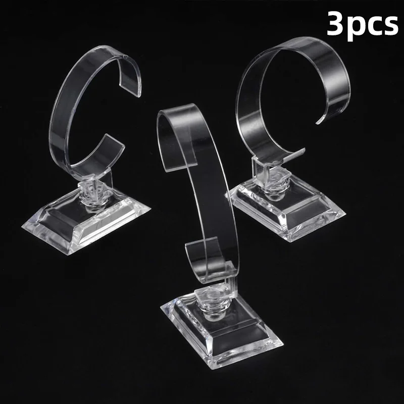 Set of 3 Clear C-Shaped Watch Display Stands, Multifunctional Jewelry Display Bases. Suitable for Watches, Wristbands, Jade Bangles and Other Ornaments, Transparent Exquisite Jewelry Display Holders with Crystal Clear