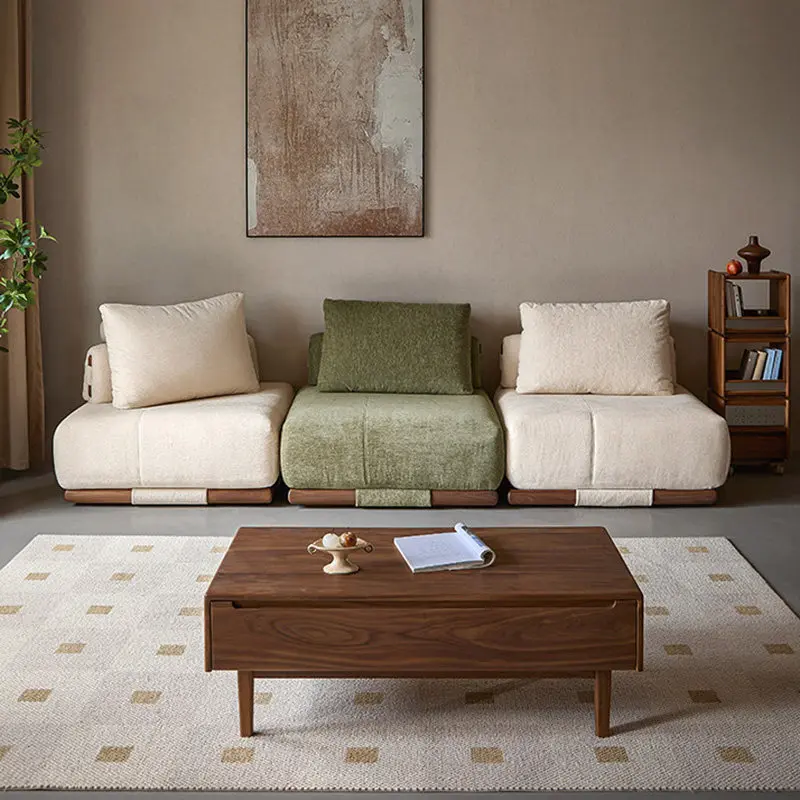 

#Popular Designer Light Luxury Nordic Free Combination Module Sofa Simple Antique Tofu Block Small Living Room Wooden