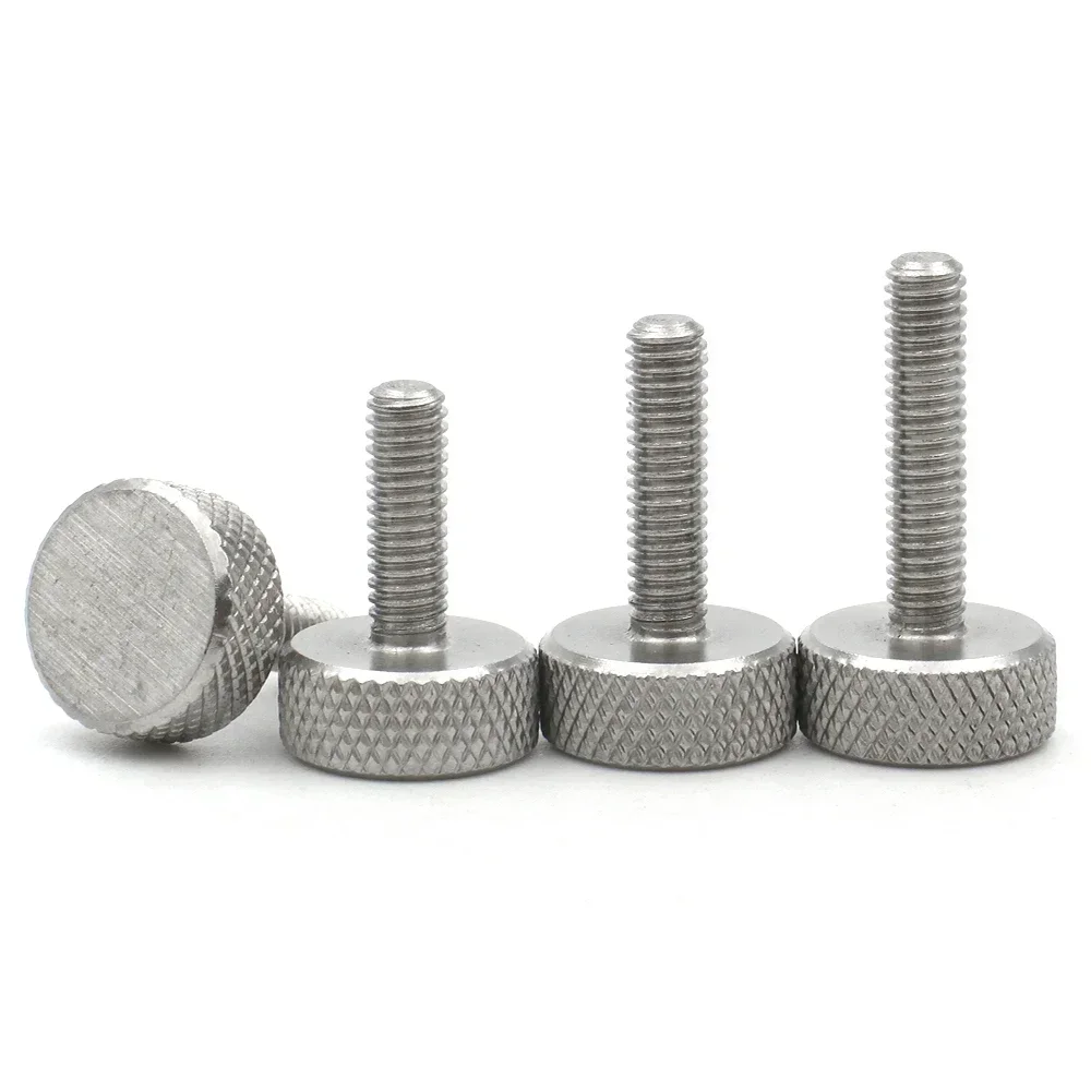 Stainless Steel Knurled Thumb Bolts M2-M10 Flat Head Hand Tightening Screws Curtain Wall Assembly Fittings
