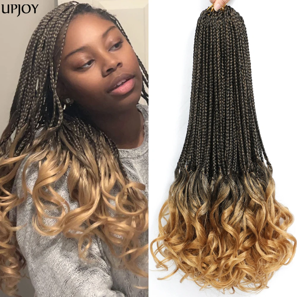 14 18 24 inch French Curls Box Braids Crochet Hair Box Braiding French Curls Hair with Curly Ends Ombre 1B 30 27 613 Braids Hair