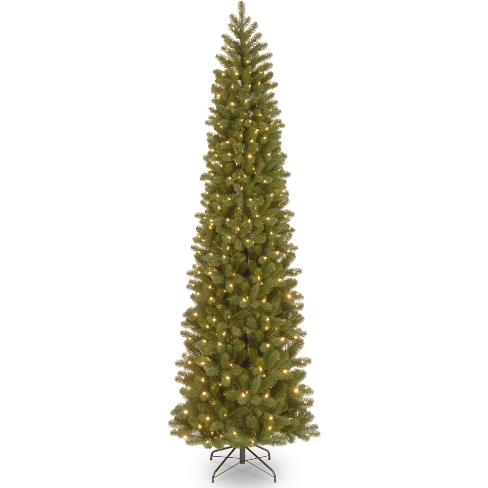 

9-футовая предварительно освещенная искусственная рождественская елка Downswept Douglas Fir Slim, 500 светодиодных фонарей, 1,090 насадок, ножная педаль