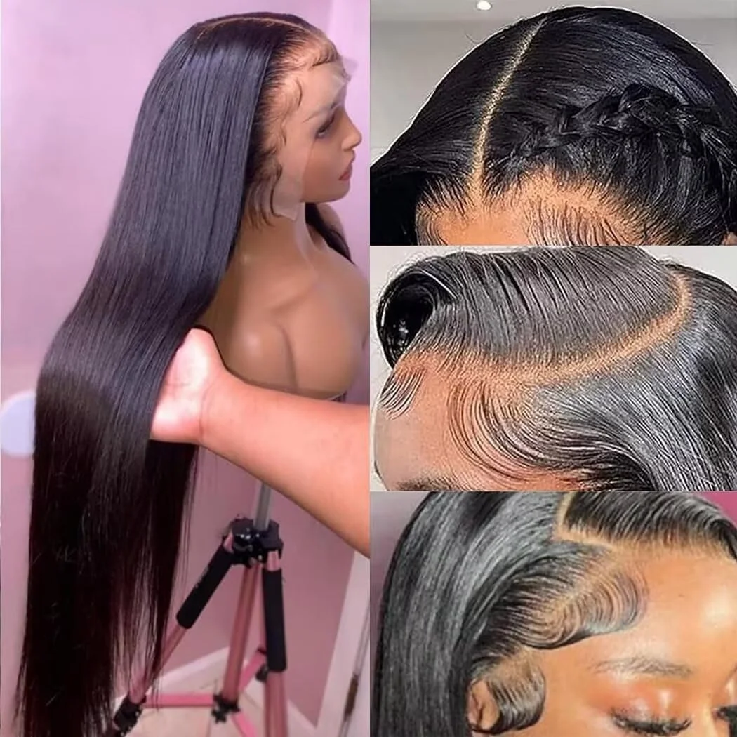 Peruca de Renda Frontal Transparente HD 13x4 13x6, 200 Densidade, Perucas Brasileiras de Renda Frontal 7x6, Perucas com Fechamento de Renda Max sem Cola