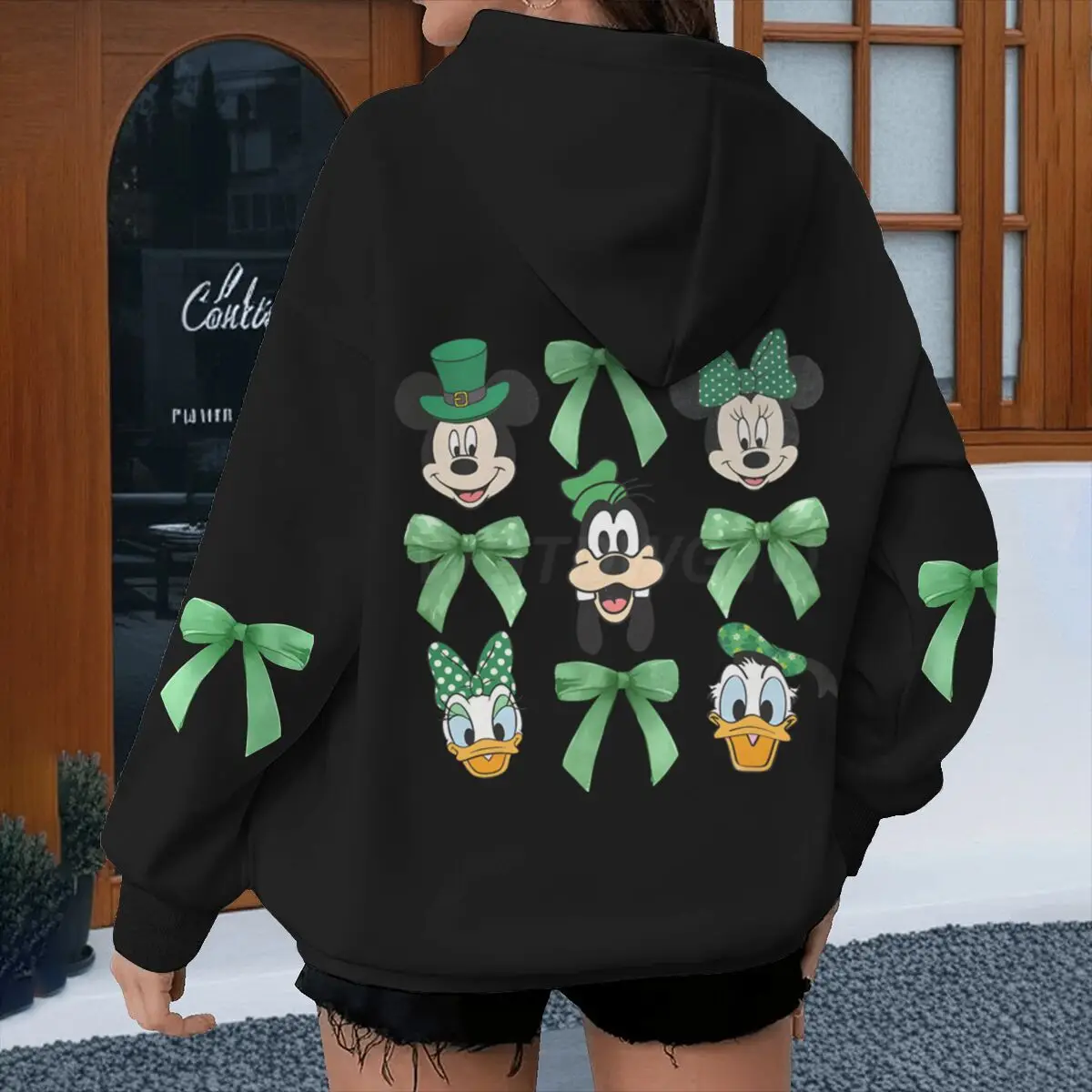 Moletom Divertido do Mickey Mouse para o Dia de São Patrício, Personagem Clássico de Anime, Moletom da Minnie Mouse, Presentes para Mulheres