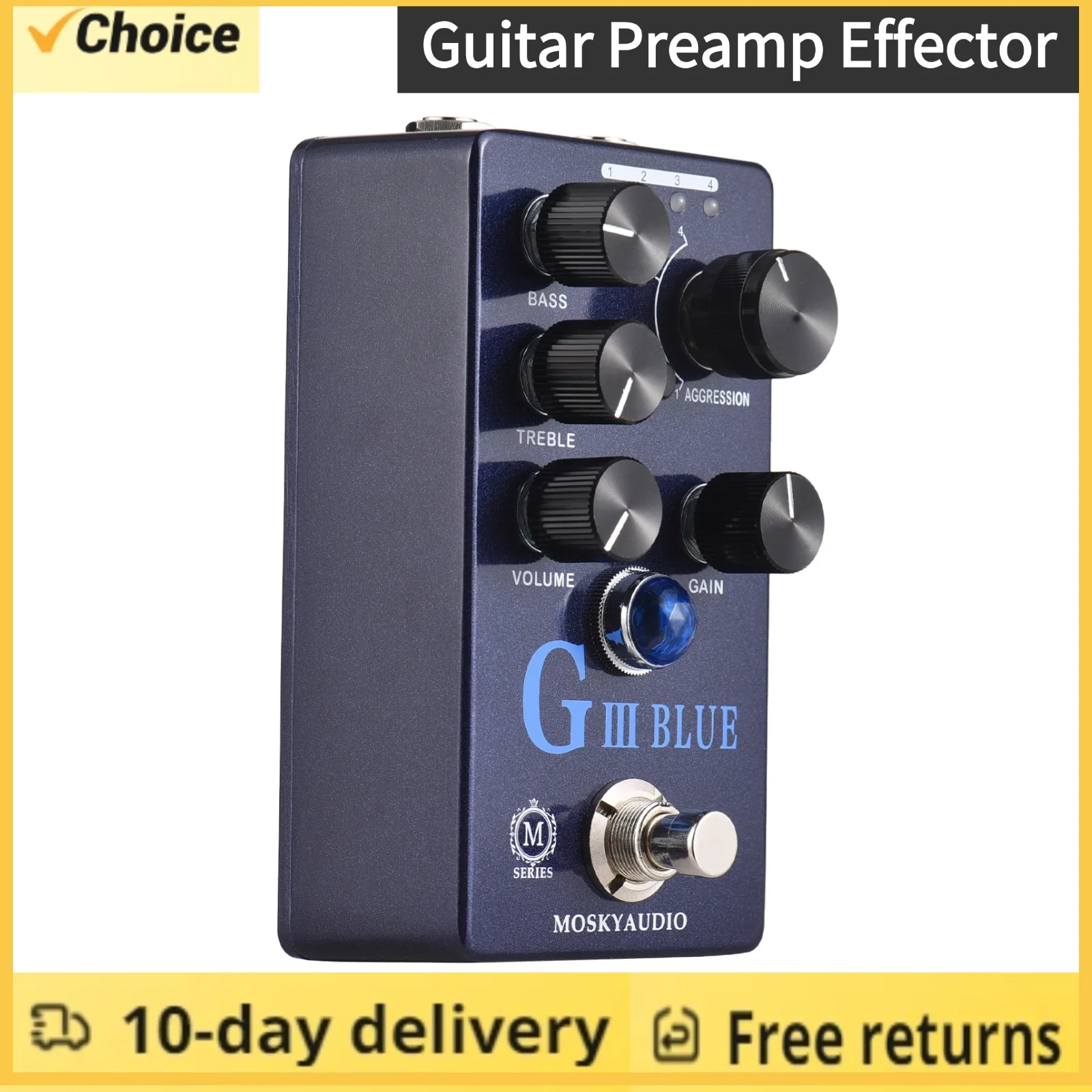 Guitar Effects Pedal G III BLUE Purple Channel Preamp/Overdrive/Distortion Pedal Guitar Bass Effect Pedal and Four Models