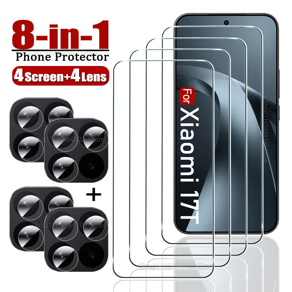 8-IN-1 Klarer Displayschutz aus Gehärtetem Glas für Xiaomi 17T 17 Ultra 15T 14T 13T 12T 11T Pro Max 11 12 Lite 13 14 Weiche Objektivschutzfolie