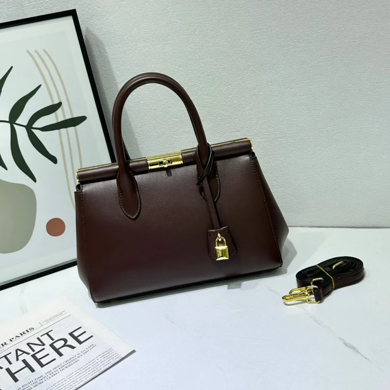 

Модная женская сумка с металлическим замком, кожаная классическая элегантная женская сумка через плечо с высокой текстурой, сумки через плечо