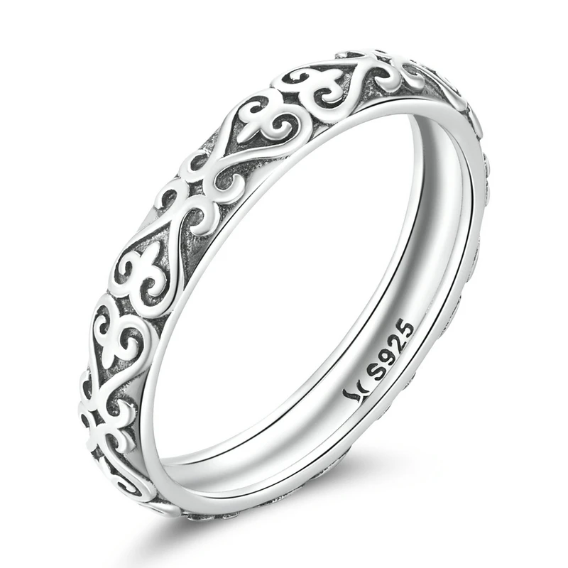 Wostu Original Blume Vintage Ring Sterling Silber Fingerringe für Frauen Party Datum Geburtstag feiner Schmuck Geschenk zertifiziert
