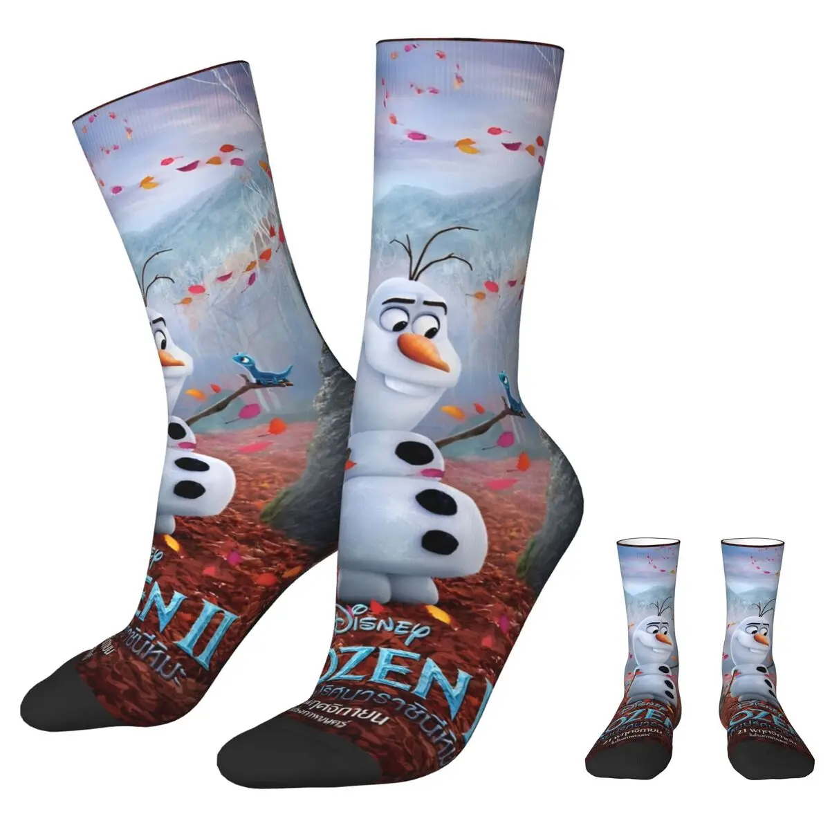 Retro Frozen Elsa Princess Olaf Cute Basketball Socks Cartoon Polyester Long Socks for Women Men