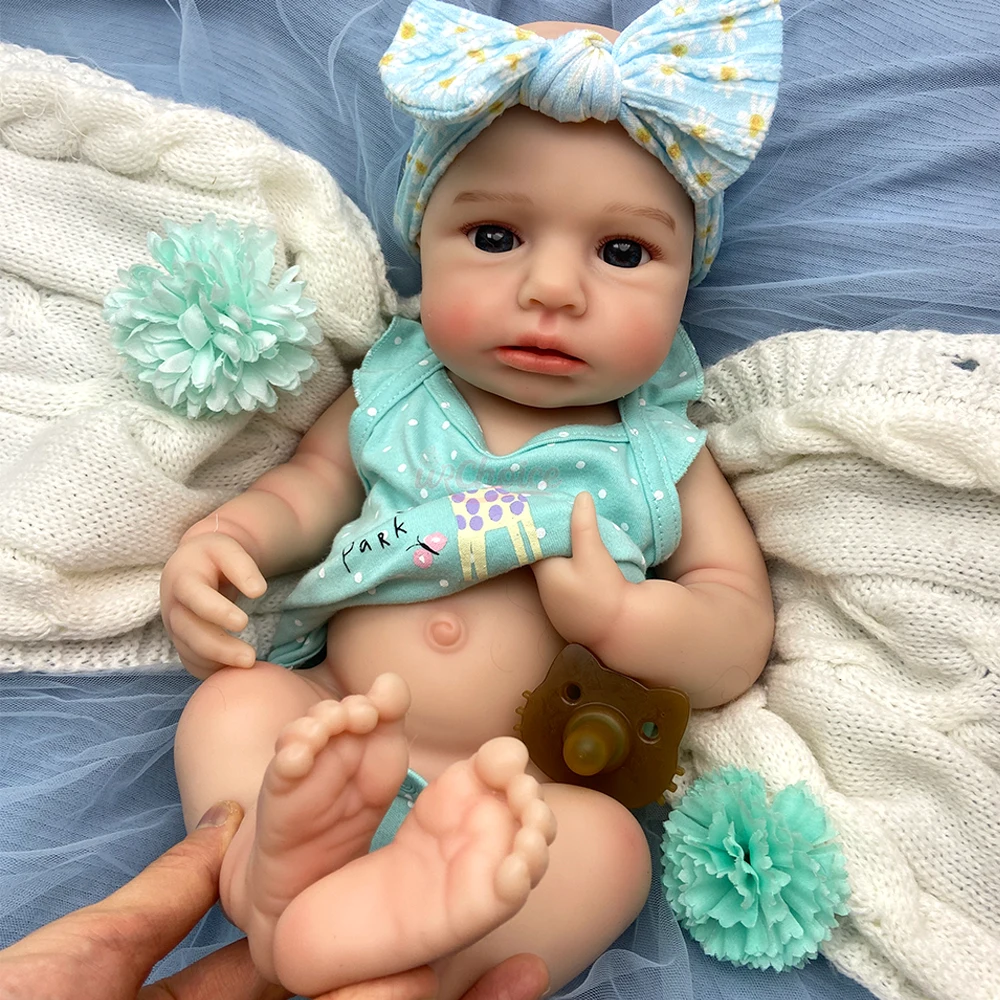 18 Zoll Open Mouth Loulou Vollsilikon Reborn Baby Mädchen Chubby Realistische Details Waschbare Neugeborene Puppe als Sammlergeschenk