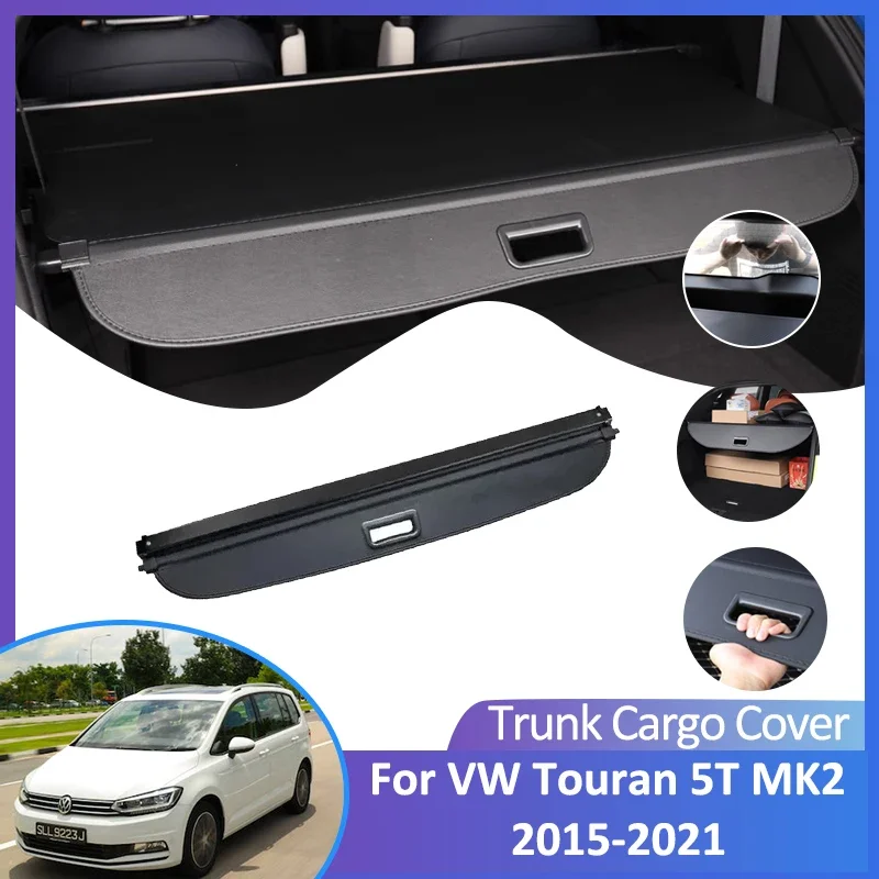 

For Volkswagen VW Touran 5T MK2 Accessorie 2015-2021 2017 2019 Auto Rear Trunk Curtain Retractable Cargo Cover Car trunk storage