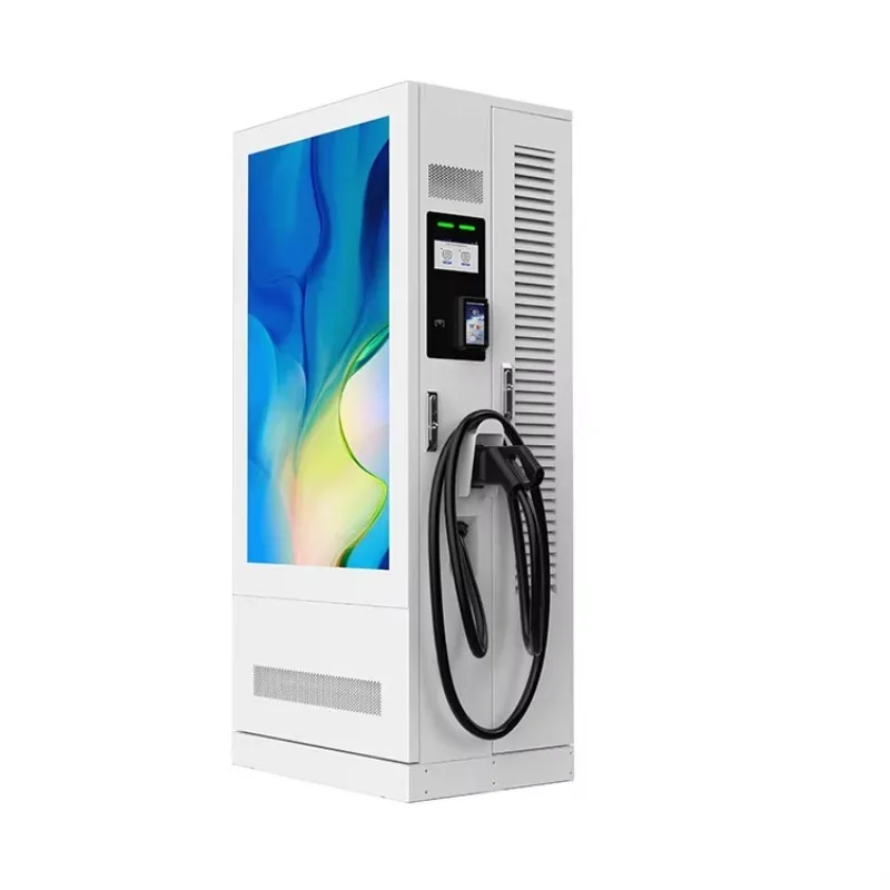Customized Gbt Type1 2 AC DC Charging Integrated EV Charging Station 14kW 42kW Commercial Ev Charger With Advertising Display Sc