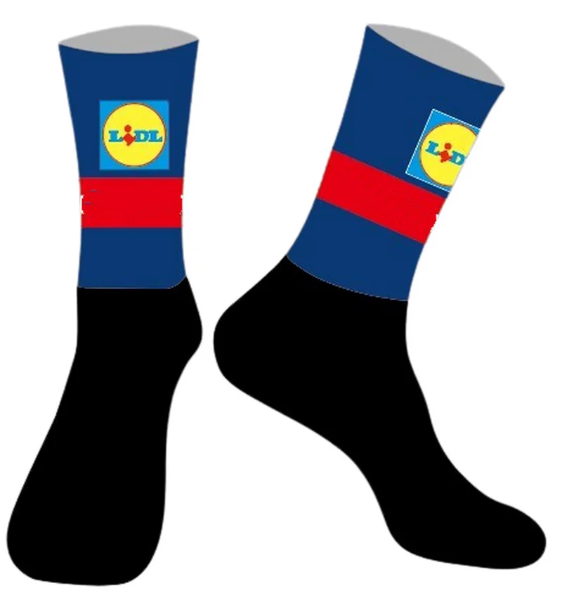 

LASER CUT ONE PAIR 2024 LIDL TEAM Cycling Socks Antislip Bike Racing MITI Breathable FOR Men and Women