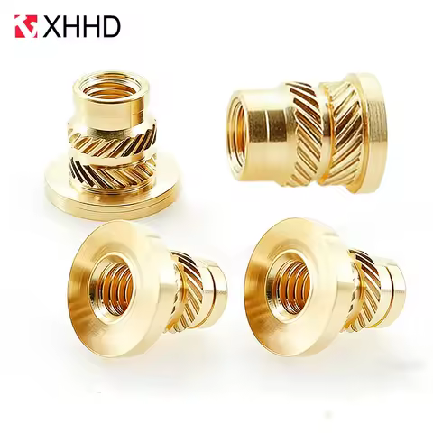 Brass Threaded nut inserts M2 M2.5 M3 M4 M5 M6 M8 T-type Copper 3D Printing Injection Embedment Molding Flange Heat Insert nut