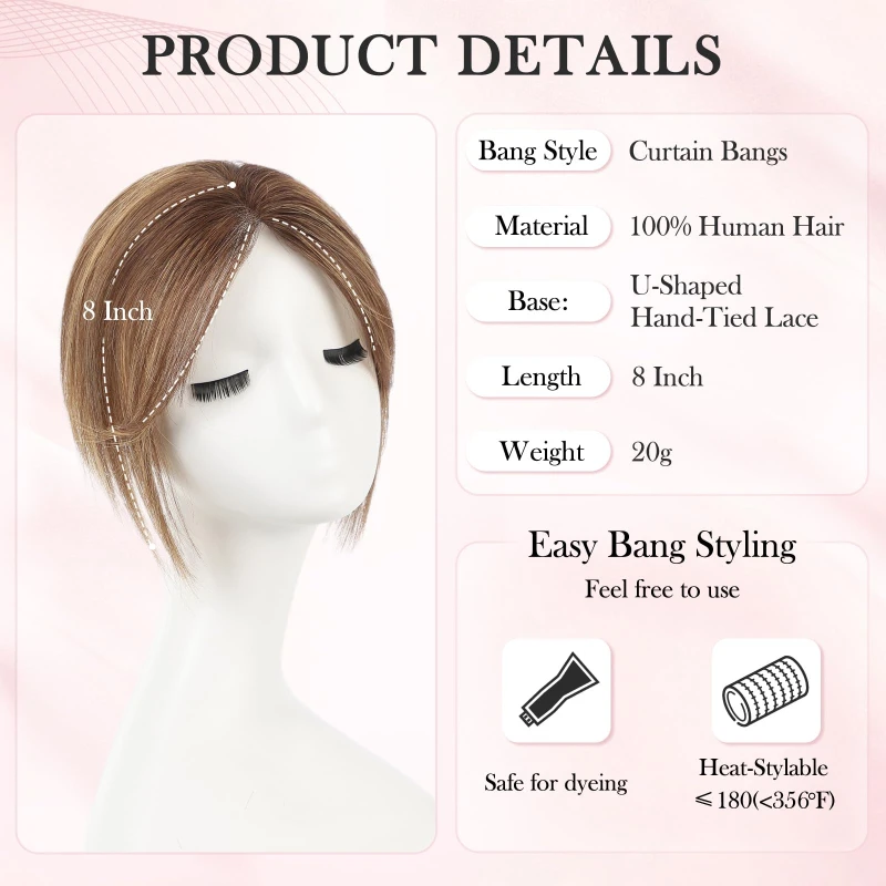 Brown Highlight Real Human Hair Toppers for Women 3x5inch Hand-tied Swiss Lace Base Hair Topper 3 Clips Coverage for Hair Loss