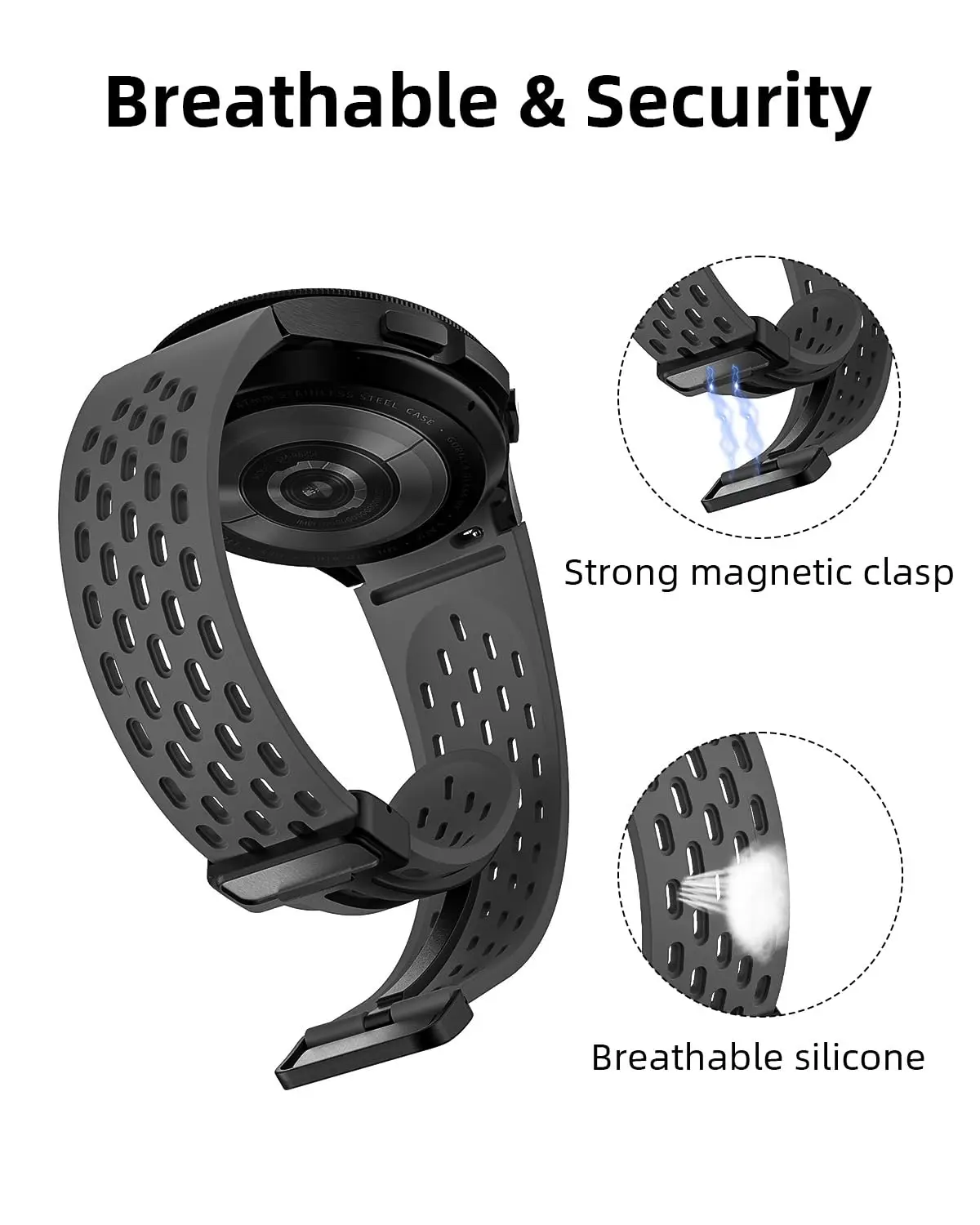 Силиконовый ремешок для Samsung Galaxy watch 5 Pro/7/FE/6/4 classic 44-40 мм, спортивный браслет с магнитной пряжкой correa Galaxy watch 7, ремешок